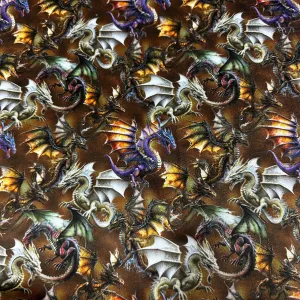 Dragon Toss on Polyester Velour Fabric