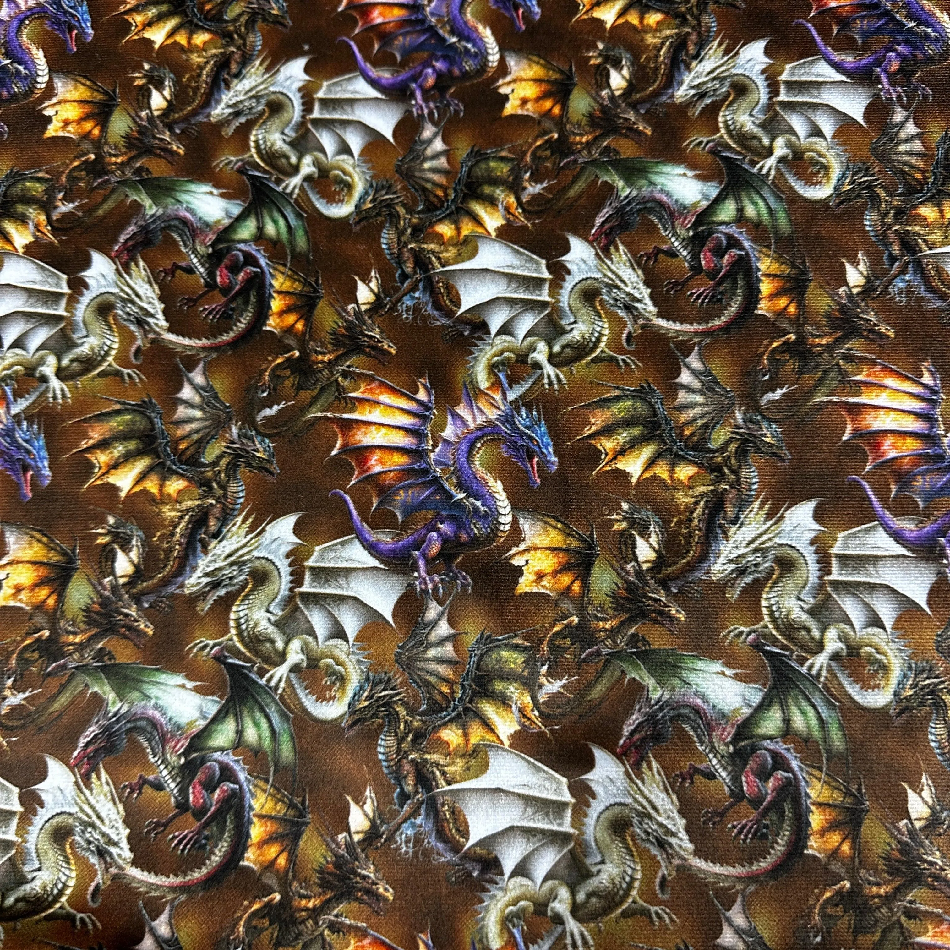 Dragon Toss on Polyester Velour Fabric
