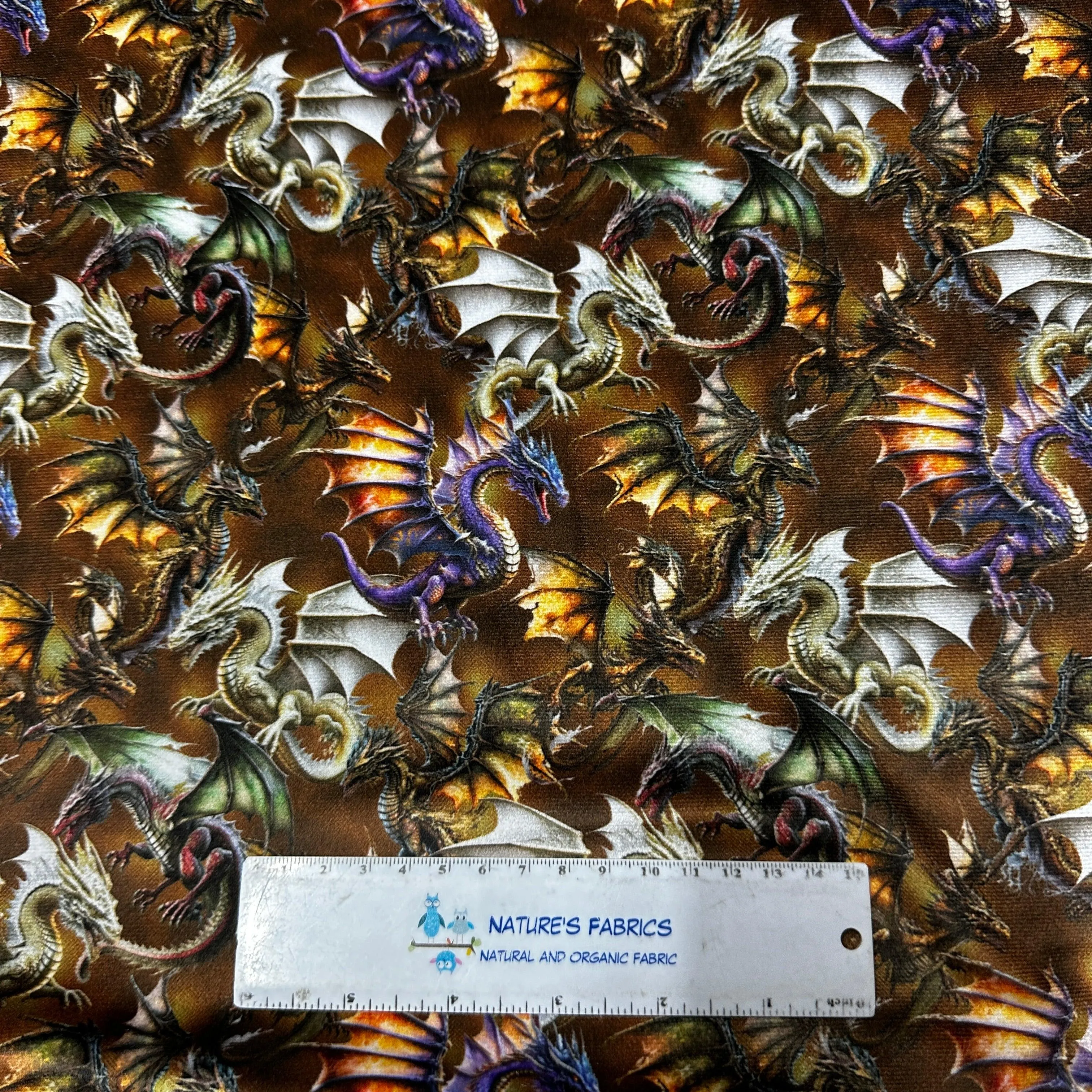 Dragon Toss on Polyester Velour Fabric
