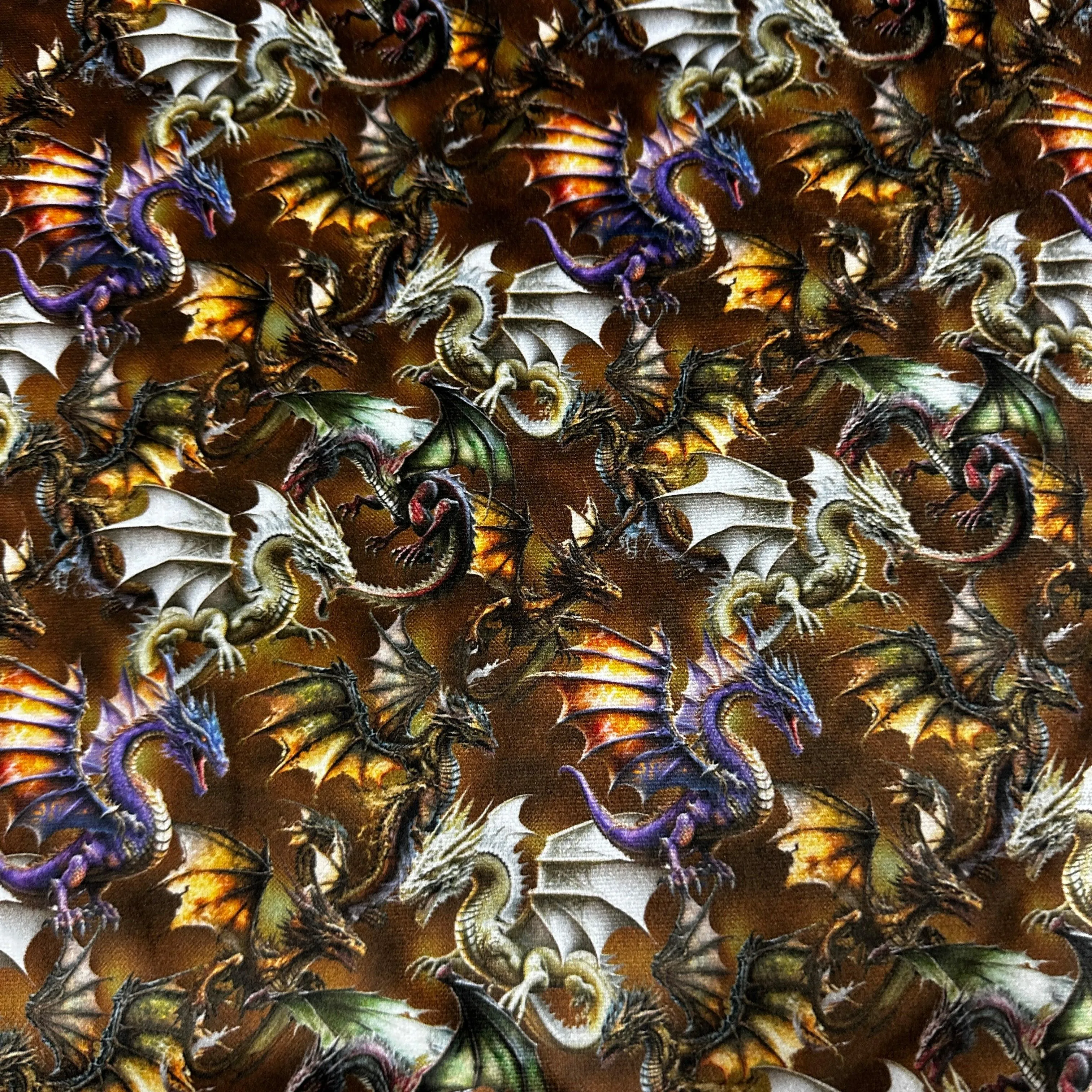 Dragon Toss on Polyester Velour Fabric