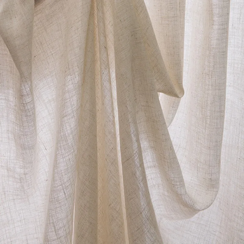 Estelle Linen Brown Japandi Light Filtering Custom Curtain