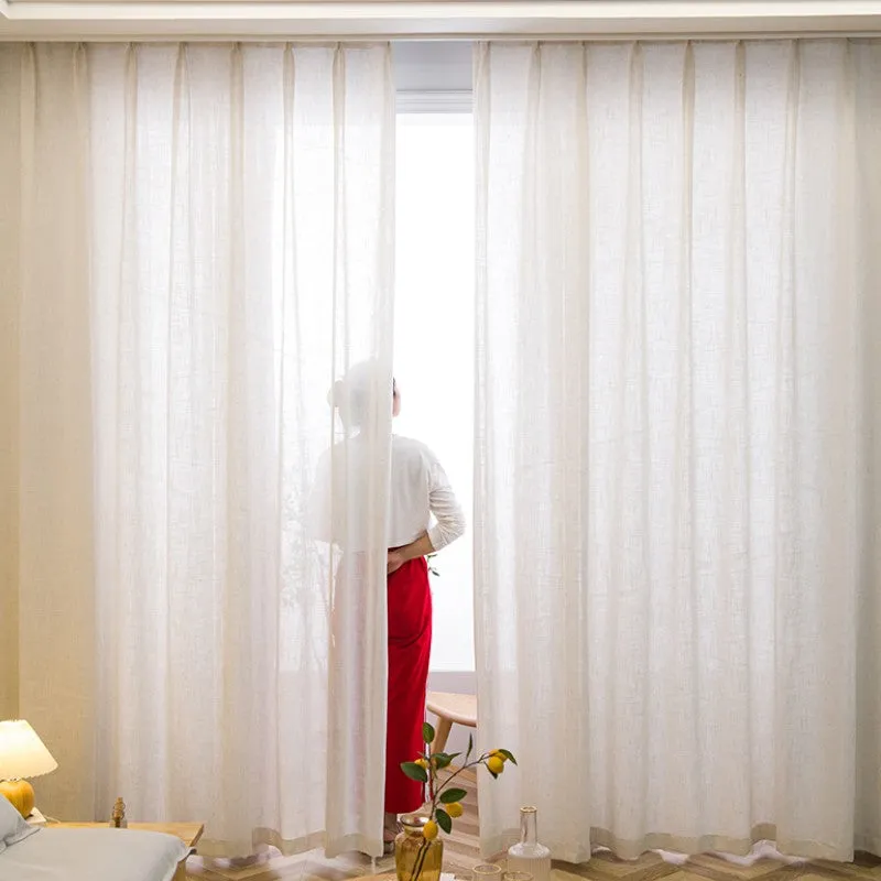 Estelle Linen Brown Japandi Light Filtering Custom Curtain