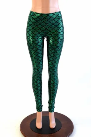 Green Mid Rise Mermaid Leggings