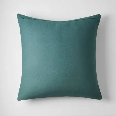 New - Casaluna Cotton Jacquard Pillow Sham Reversible Textured, Dark Teal Blue, Euro