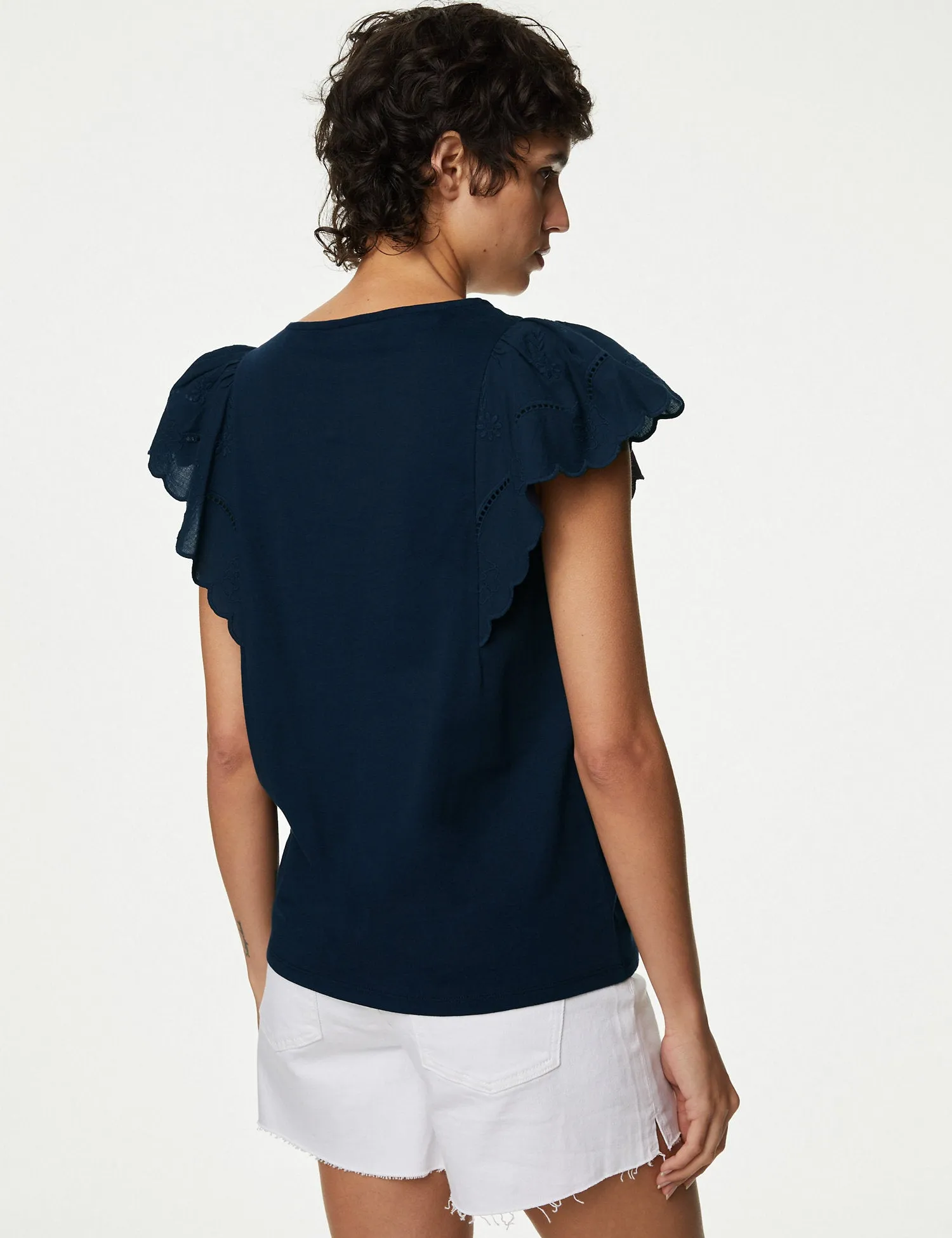 Pure Cotton Broderie Detail Top