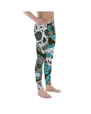 Sky Blue Sugar Skull  Meggings