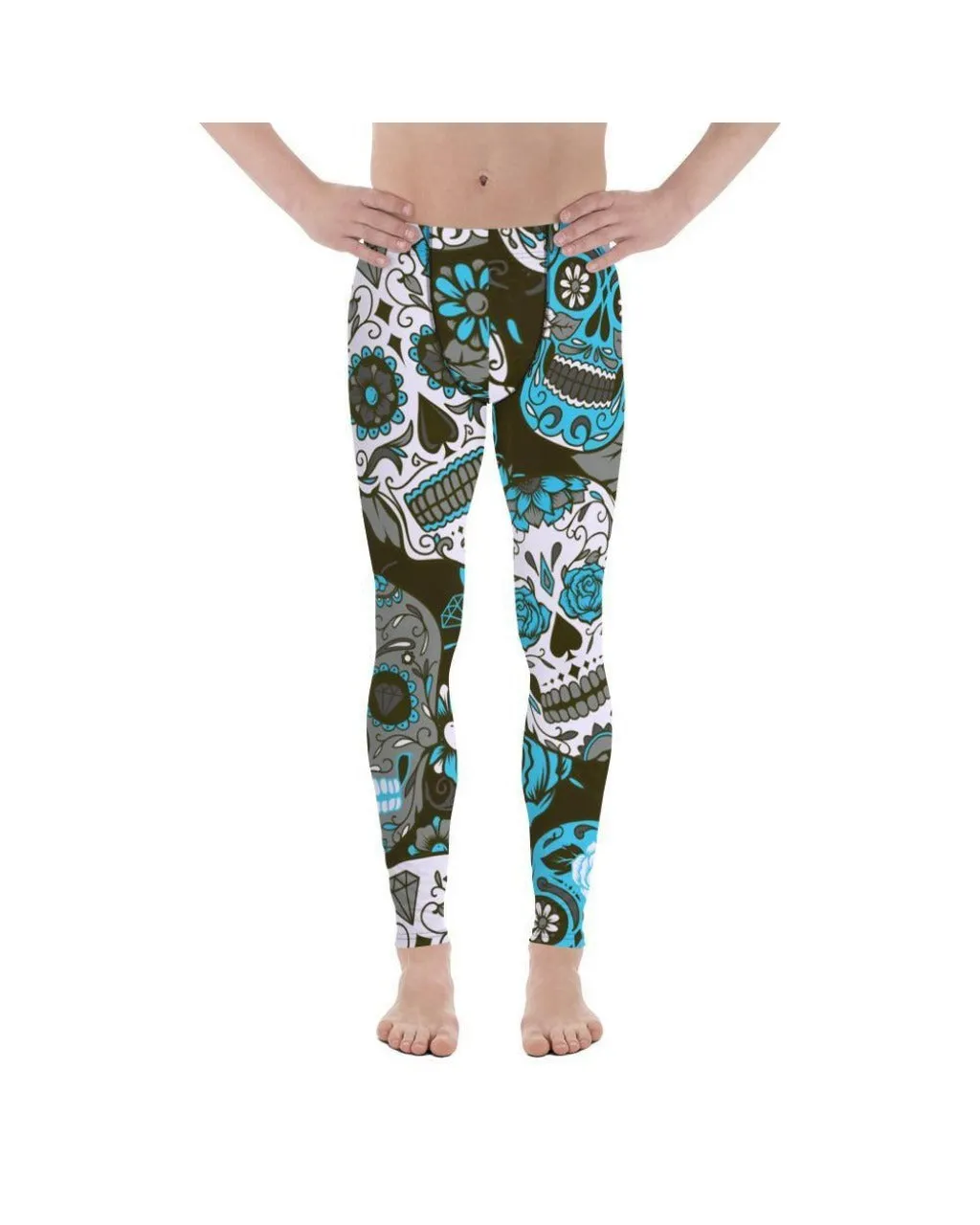 Sky Blue Sugar Skull  Meggings