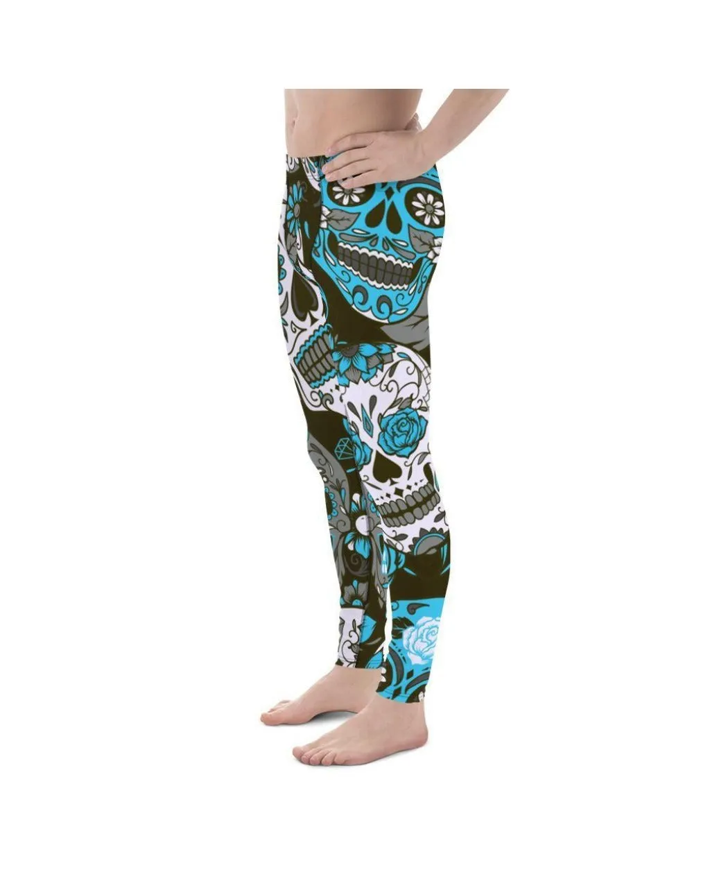 Sky Blue Sugar Skull  Meggings